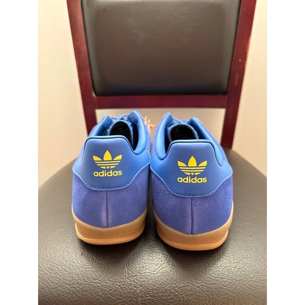 New Adidas Gazelle Indoor Blue Yellow Gum Sole Men's Size 13 Sneakers JQ2691